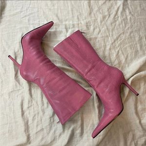ALDO pink croc under the knee boots